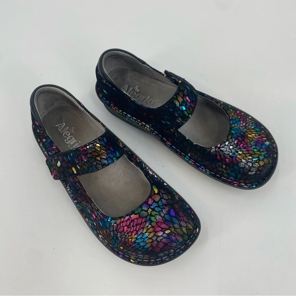 Alegria Paloma Minnow Rainbow Women’s Colorful Metallic Mary Janes 37 - Picture 9 of 10